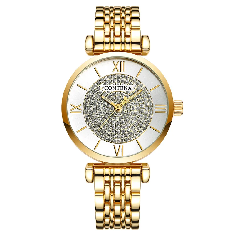 Женские кварцевые часы люксовый бренд Contena женские наручные часы полностью из нержавеющей стали женские часы Mujer женские новые наручные часы - Цвет: 5