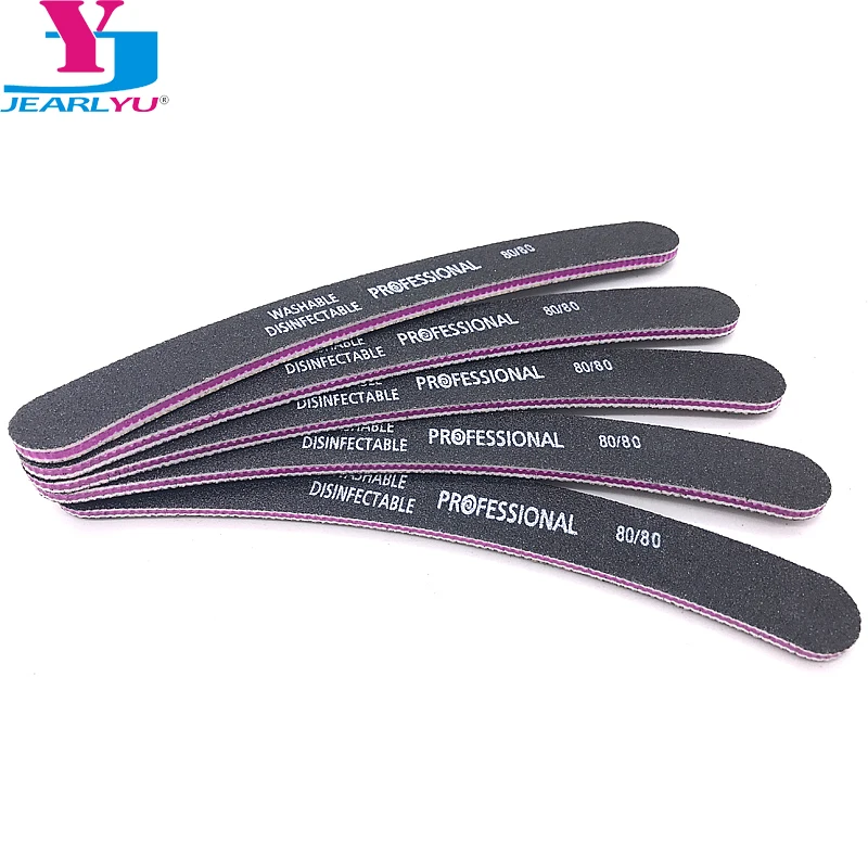 

5 Pcs High Quality Black Sandpaper 80/80 Nails Files Curved Nail File Block Nail Dust Collector Strong Lima Buffer Manicure Tool