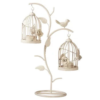 

European Retro Branch Bird Cage Candlestick Creative Iron Romantic Candle Holders Crafts Wedding Centerpieces Home Decorations