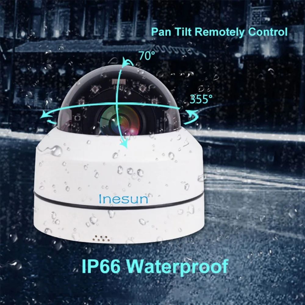 Inesun Мини WiFi камера безопасности Pan Tilt 4x Zoom PTZ камера для помещений/улицы WiFi IP купольная камера 100ft ночное видение двухстороннее аудио