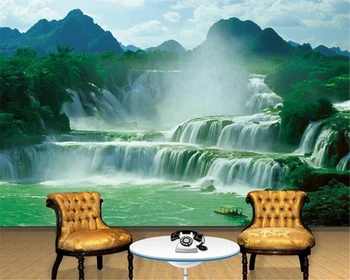 

beibehang Photo wallpaper modern waterfall landscape style mural wallpaper living room TV bedroom 3D mural home decoration