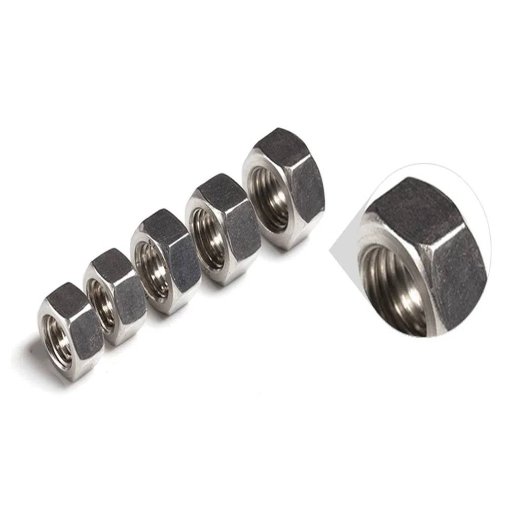 

304 Stainless Steel Hex Nuts Sliver Hexagon Nuts DIN934 M1.6/M2/M2.5/M3/M4/M5/M6/M8/M10/M12/M14/M16/M18/M20/M22/M24