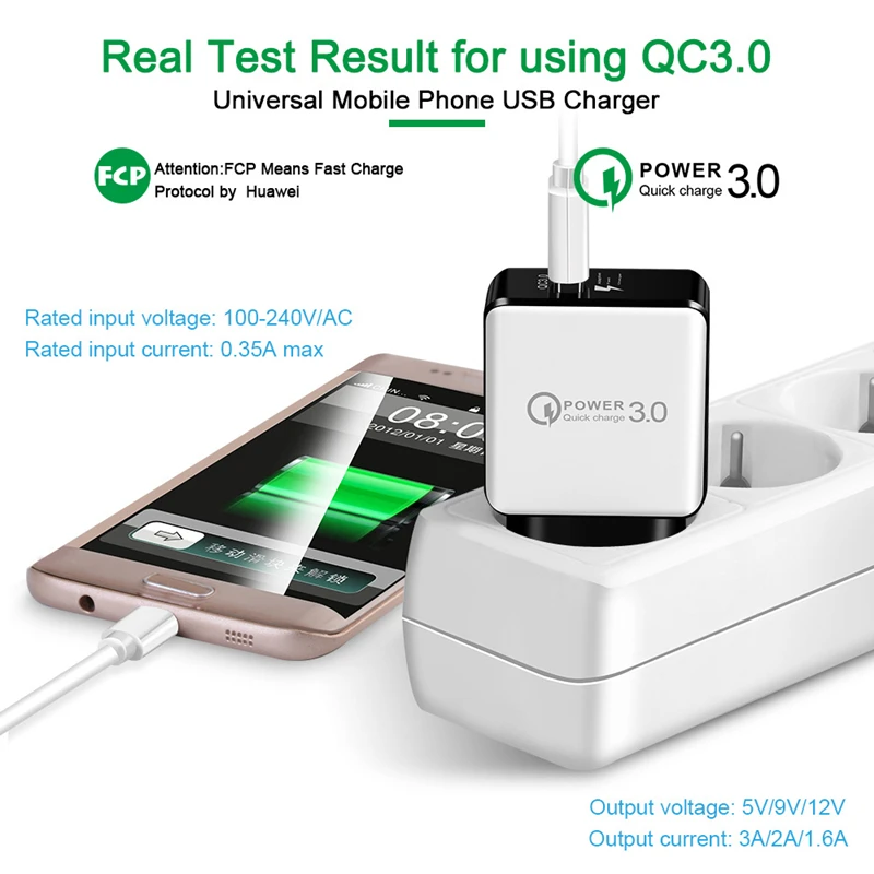 

5V 3A USB Quick Charge 3.0 For iPhone X XS EU Plug Fast Wall Charger For iPhone XR XS MAX Mobile Phone Charging QC 3.0 Adapter