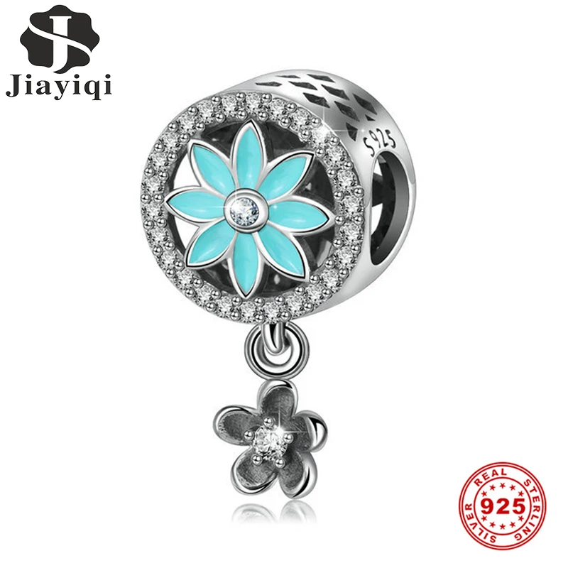 

Jiayiqi 925 Sterling Silver Flower Charms Pendant Fit Bracelet And Necklace DIY Fashion Jewelry For Women