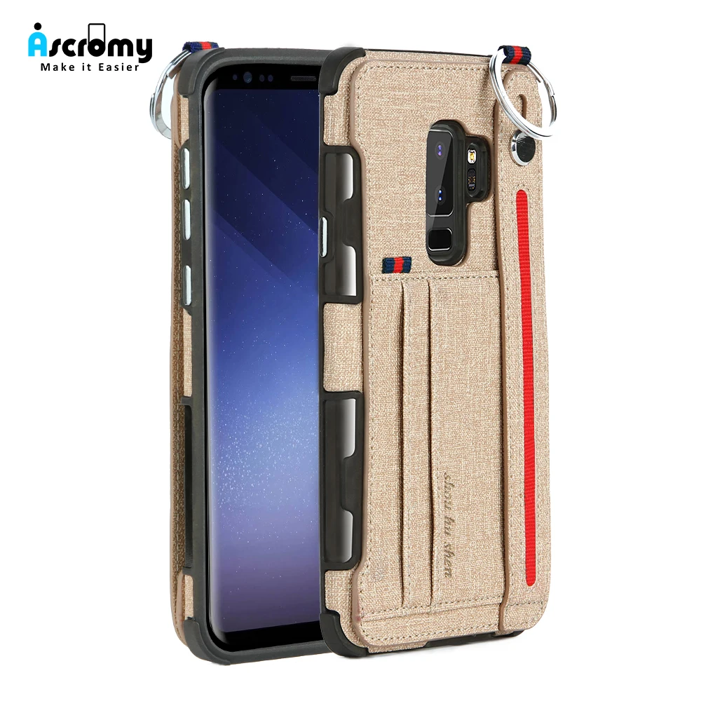 Ascromy ткань чехол для телефона samsung S9 S8 плюс крышка Держатель карт кошелек Элитный