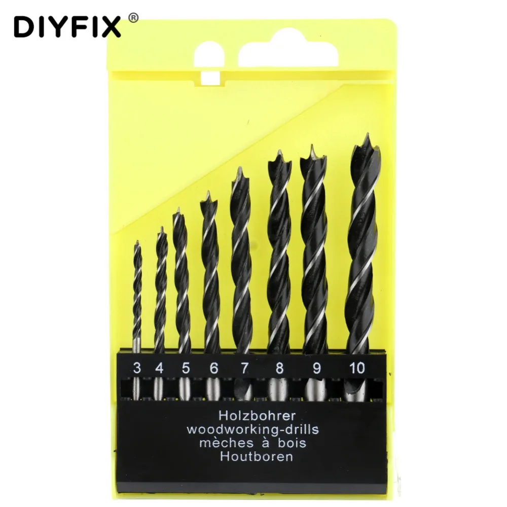 DIYFIX 3 10 mm Wood Drill Bits Sets High Carbon Steel Brad Point Wood Drill Bit Three Point
