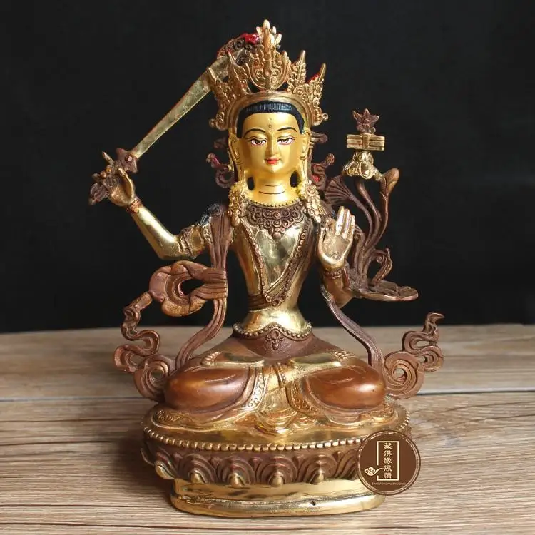 

figure of Buddha HOME efficacious Talisman House Protection # 21cm Tibetan the Bodhisattva Manjusri GOLD BRONZE Buddha statue