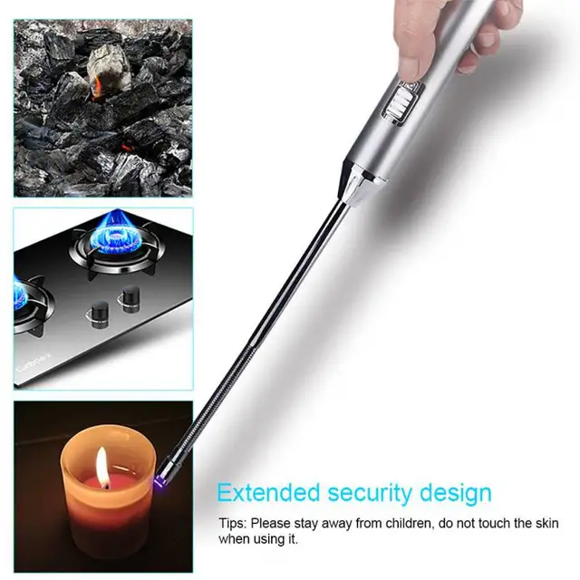 Gas Stove Lighter Lengthen USB Rechargeable Electric Ignition Windproof