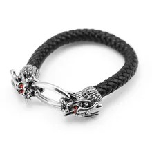 2016 nueva moda joyería de moda marea hombres cuero rojo ojo dragón PU pulseras hombre Vintage pulsera personalidad regalos HF10018