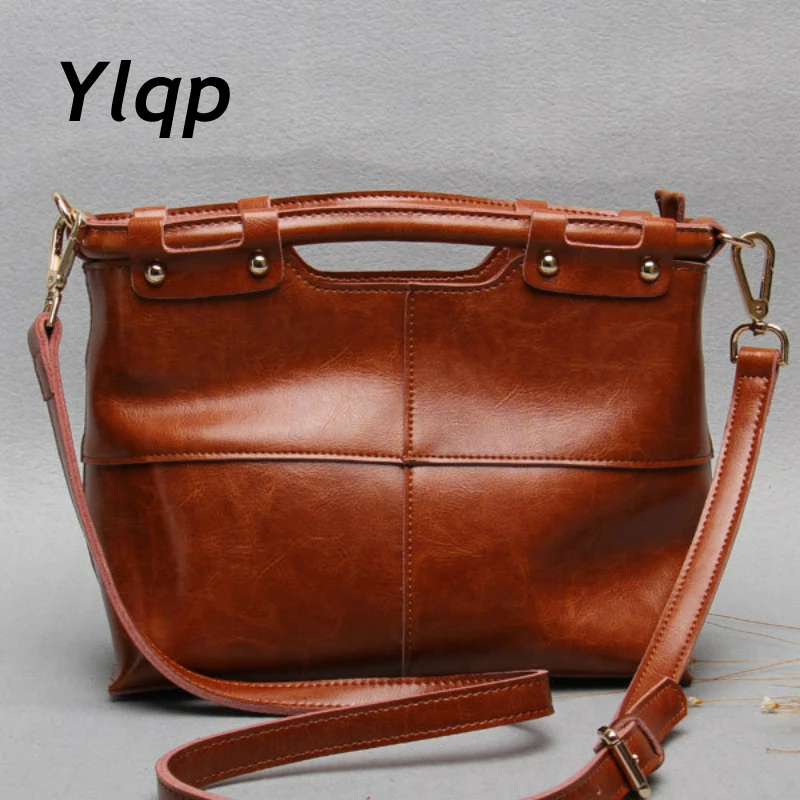 

100% Genuine Leather Women Handbags 2018 New Design Women Handbags Vintage Women Shoulder Bags Large Tote Brown Women Bags