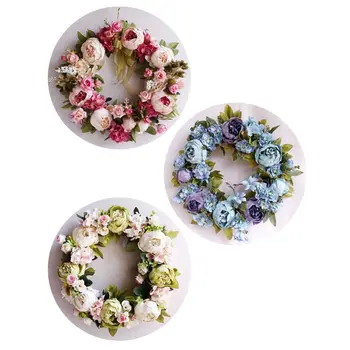 

Peony simulated garland Rattan ring decoration Photography props Wedding wreath Flower home door Decoration