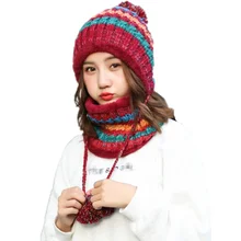 2 шт./компл. бренд настоящий большой меховой помпонами мяч вязаная Кепки шляп и шарфов для девушек, головной убор, комплект детской одежды зимняя женская шапка, Шапка-бини толстые женские Кепки