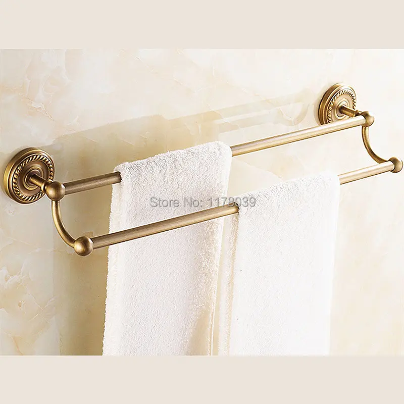 Europe style bathroom vintage brass towel bar,double towel bars for