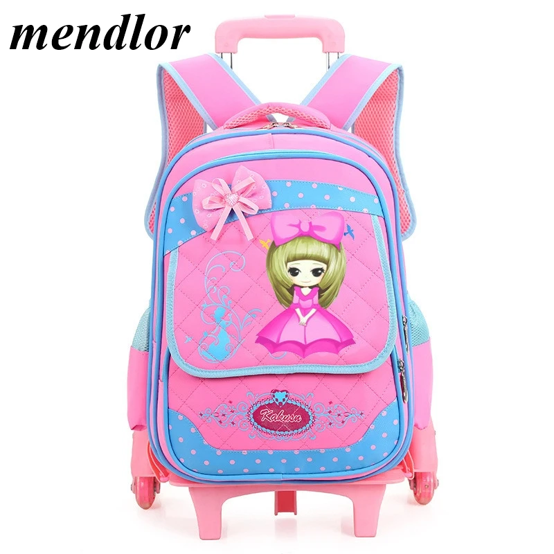 

Fashion 2/6 Wheeles Lovely Waterproof Backpack Boys girls Removable Trolley Backpack Children school Bookbag Travel Luggage Bag