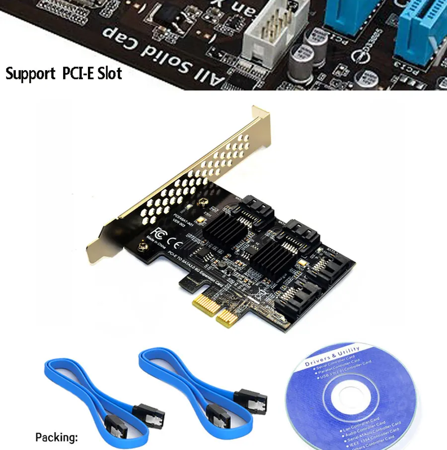 4 порта SATA 6 Гбит/с для PCI Express контроллер карты PCI-e для SATA III адаптер/конвертер Pcie riser плата расширения для ПК