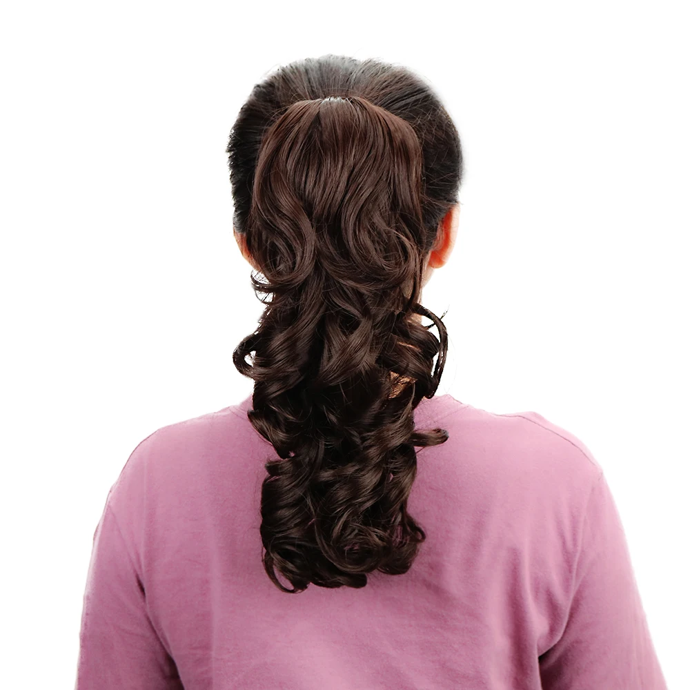 Long Ponytail Extensions 16'' Claw Ponytail Wavy Synthetic Hair
