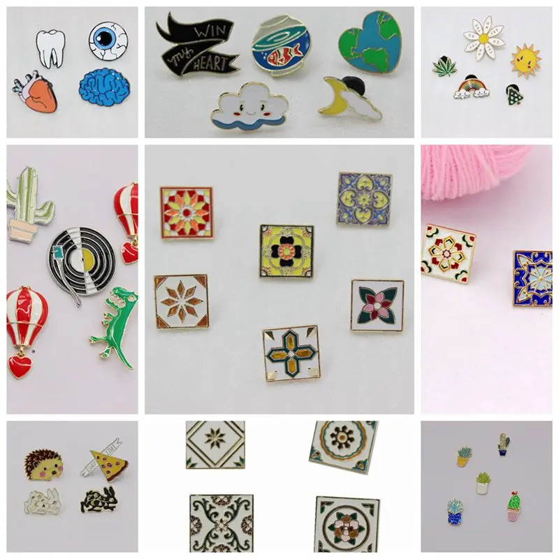 

10 Styles Enamel Pin Colorful Carton Pins Set Badge Brooches Collar BadgeS