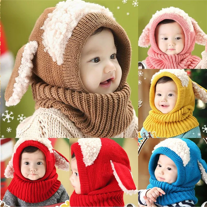 Boomly Baby Cotton Soft Beanie Hat Loop Scarf Two Piece Set Knitted hat Toddler Kids Fashion Cap Scarf Collars Neck Warmer Scarf For Autumn Winter