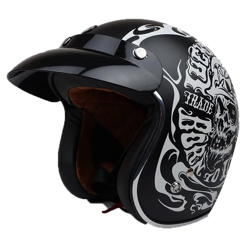 Шлем TORC Ретро винтажный мото rcycle шлемы Чоппер мото rcycle шлем для скутера с открытым лицом скутер мото винтажные реактивные шлемы - Цвет: Lucky skull