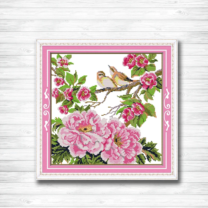 

Flowers and little birds painting 11CT patterns print on canvas 14CT needlework diy dmc cross chinese stitch Set Embroidery kits