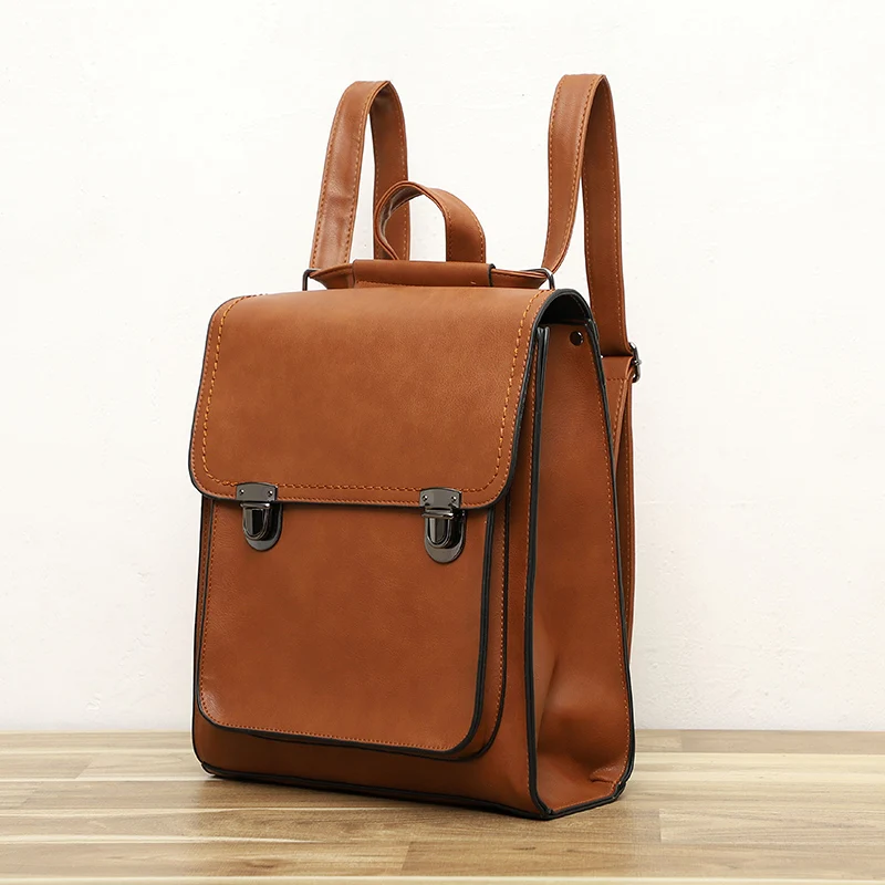 

PU Leather Backpack Women Female Casual Bag School Bags For Teenage Girls Vintage Bagpack Lady Small Travel Backpacks Woman 2019