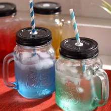 Винтажный стиль, крутой градиентный цвет, лимонная и соковая бутылка, летняя банка с соломинкой, яркая холодная чашка для напитка стеклянная бутылка