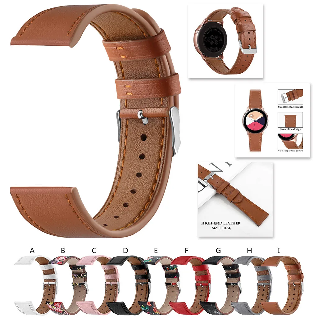 

2019 New Watch Band Leather Replacement Watch Wrist Strap Band For Samsung Galaxy Watch active 20mm Good Quality Watch Strap