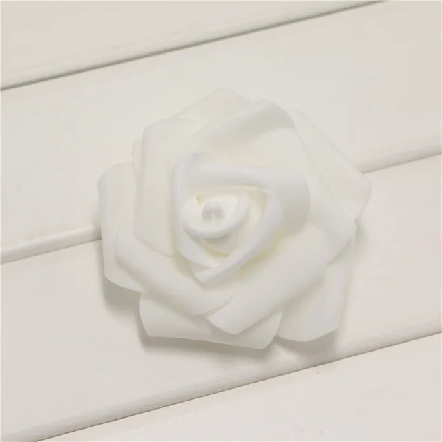100pcs Pure White Color PE Foam Roses 6CM Head Artificial Foam Roses