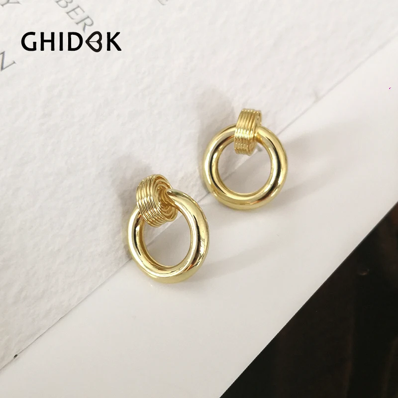

GHIDBK Mid 20mm Gold & Silver Hollow Chunky Dangle Earrings Light Elegant Statement Women Earring Boucle d'oreille Femme 2019