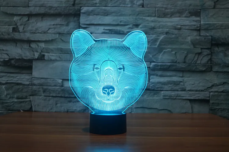 3D Illusion 7 colorful effect Change Touch Switch USB Table Light Awesome Toy Gift Decoration for Boys and Girls (Polar Bear) (6)