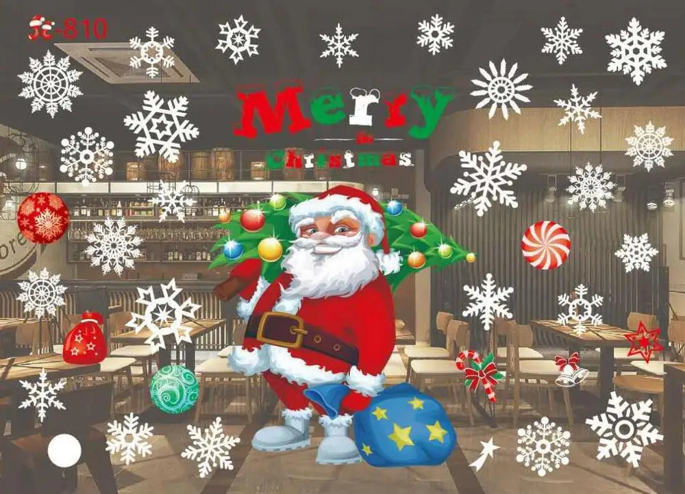 20 цветов, Рождественское украшение, наклейки на окна, Санта Клаус/Олень/снежинки/Снеговик, Рождество, Pringting Ner Year enfeite de natal - Цвет: 8