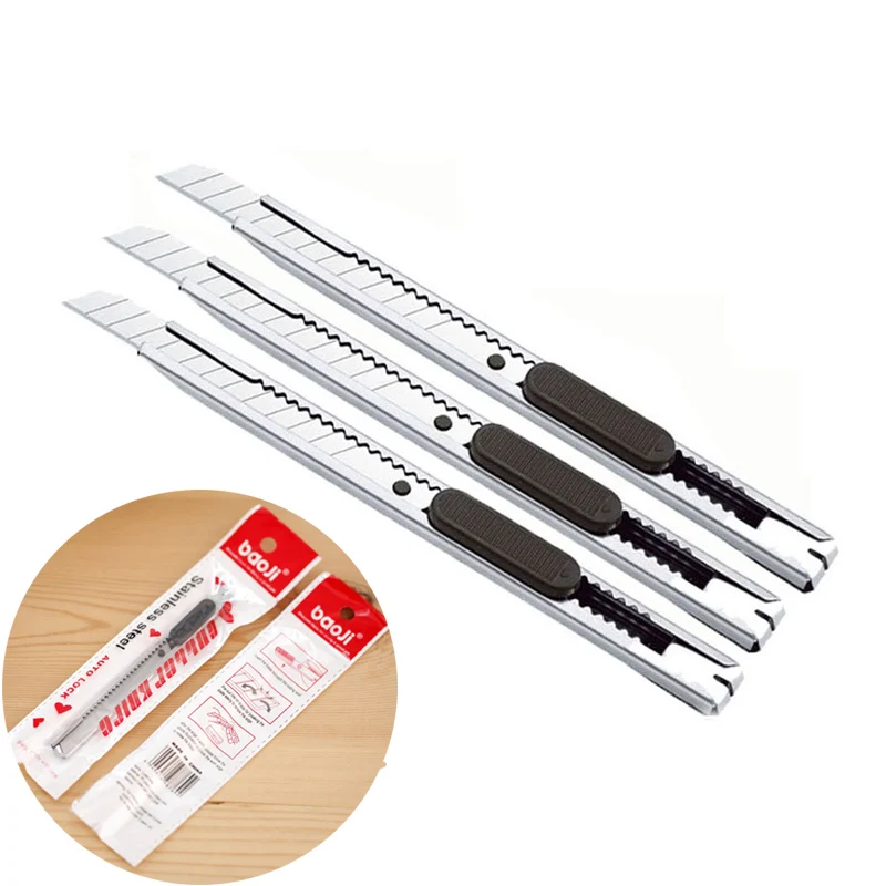

Silver Metal Stainless Steel Utility Knife Paper Cutter Art Knife For Kids Students Gift Office School Supplies Cute Stationery
