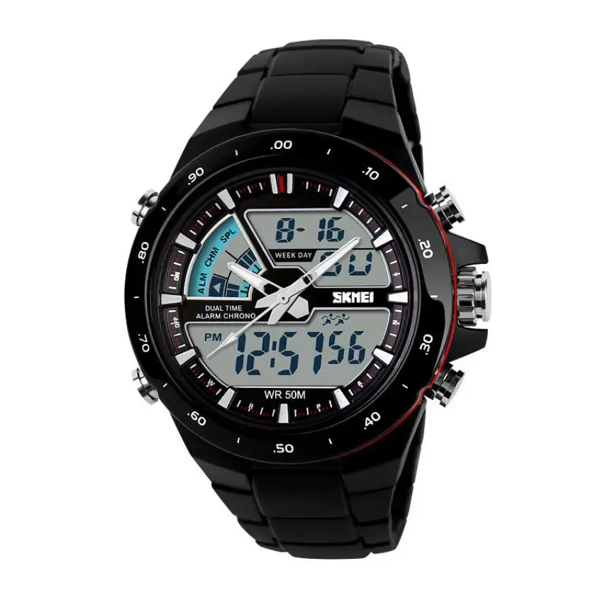 SKMEI часы мужские s часы лучший бренд класса люкс Спортивные кварцевые наручные Мужские Аналоговые цифровые водонепроницаемые военные водонепроницаемые часы Relogio - Цвет: Red