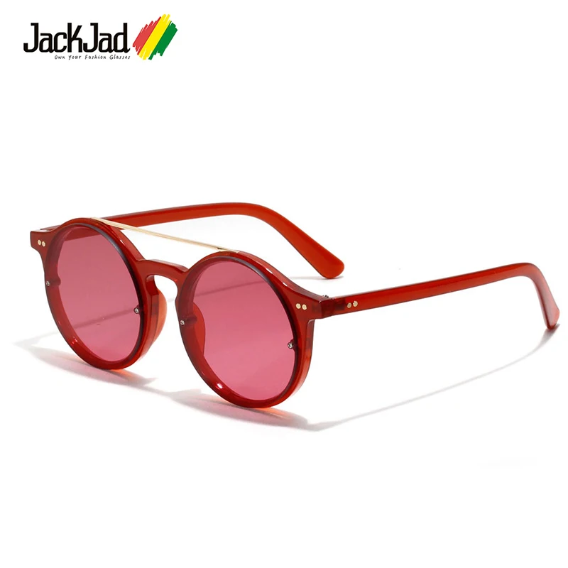 JackJad, модные женские круглые стильные солнцезащитные очки с заклепками, винтажные классические солнцезащитные очки в стиле хип-хоп, Oculos De Sol Feminino X1340