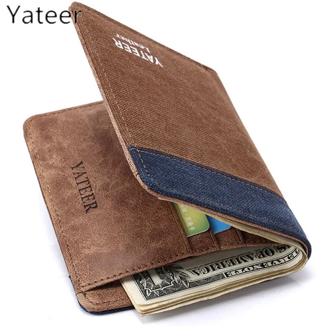 2015 Fashion Men's Wallets Denim Canvas Thin Men's small Wallet Men's