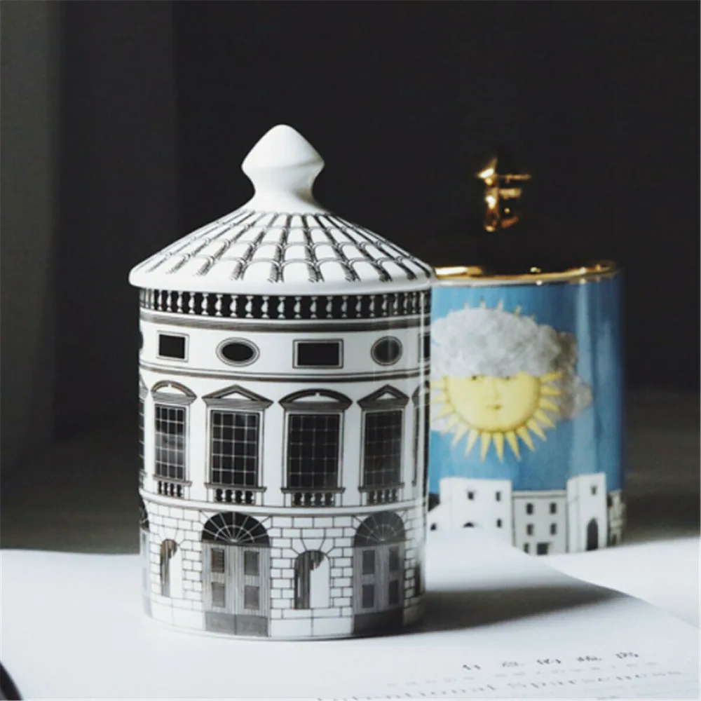 Винтажный Architettura Fornasetti подсвечники для хранения канделябры для украшения дома Изысканная керамическая банка для украшения дома