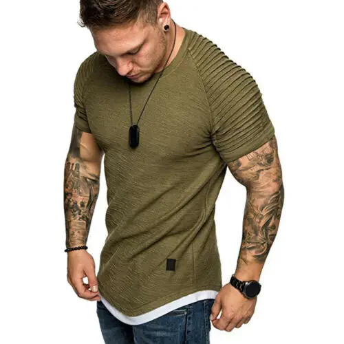

Men's Slim Fit O Neck Short Sleeve Muscle Tee shirt Casual Tops Shirts New Male Fashion Summer Casual Beach T-Shirts M-2XL