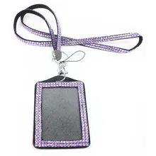 Горный хрусталь шикарный Кристалл пользовательский ремешок вертикальный держатель удостоверения личности(светло-фиолетовый