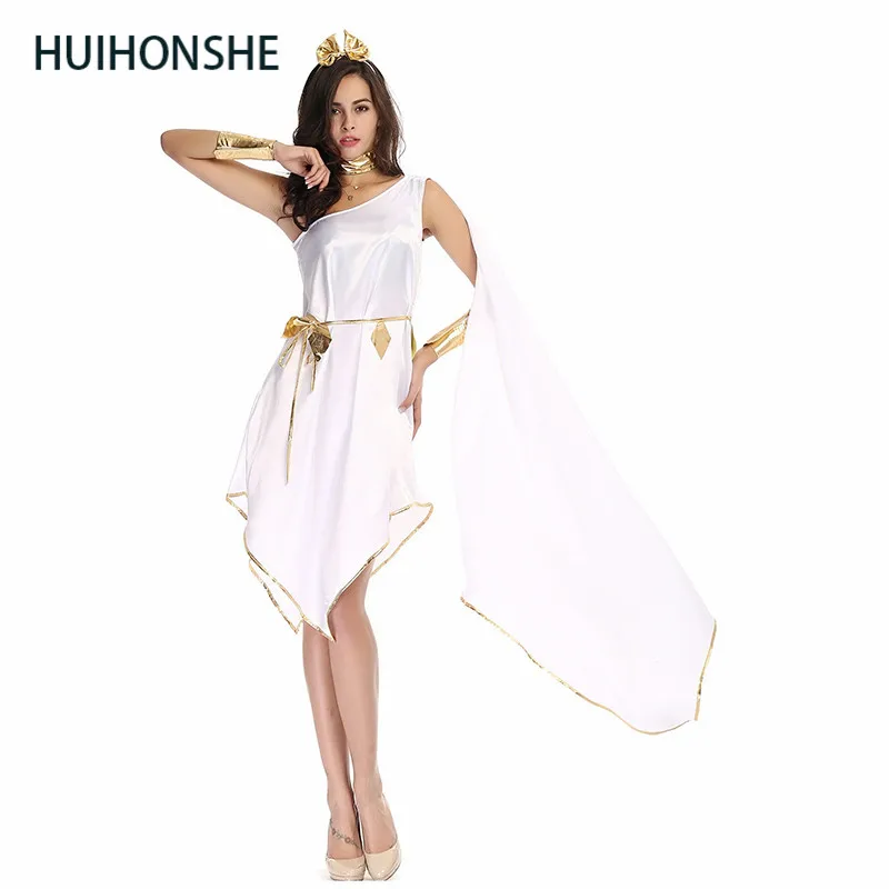 

New arrive Adult Women Girls Halloween Angles costumes Greek Goddess Cosplay Clothes Set White Loose Dress for Party Carnival