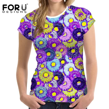 

FORUDESIGNS Brand Fashion Women T shirts Bright Circle Summer Ladies Short Sleeve Tshirt Girls Sweet Casual T-Shirt Harajuku XXL