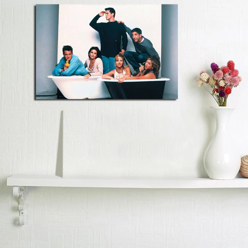 Us 5 32 34 Off Wallpaper Of The Cast Friends Tv In A Bath Tub Canvas Painting Print Living Room Home Decor Modern Wall Art Oil Painting Poster In