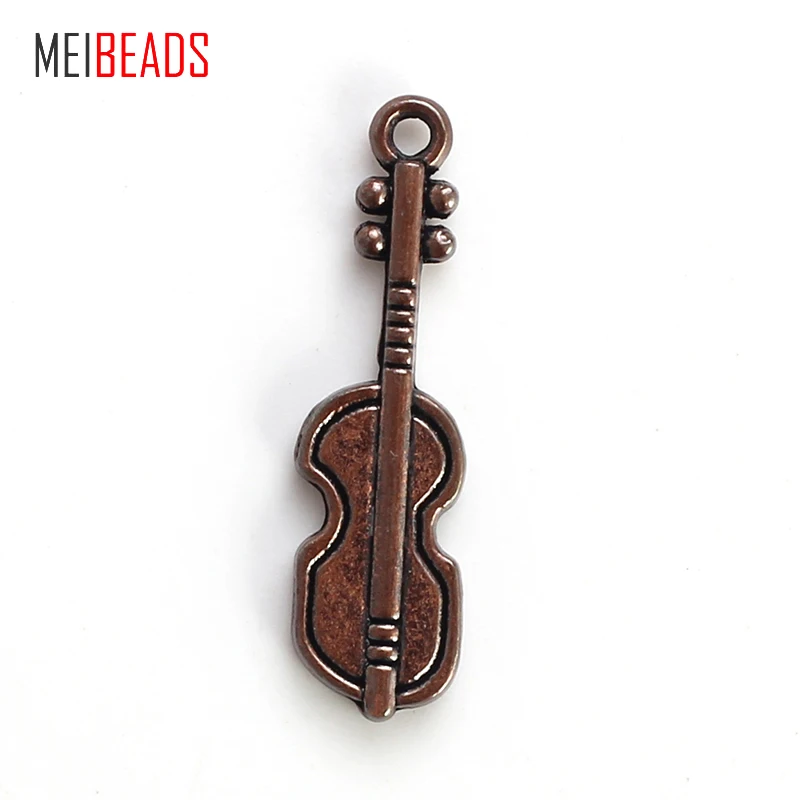 MEIBEADS винтажный цинковый сплав красная медь Шарм в виде гитары Подвеска для