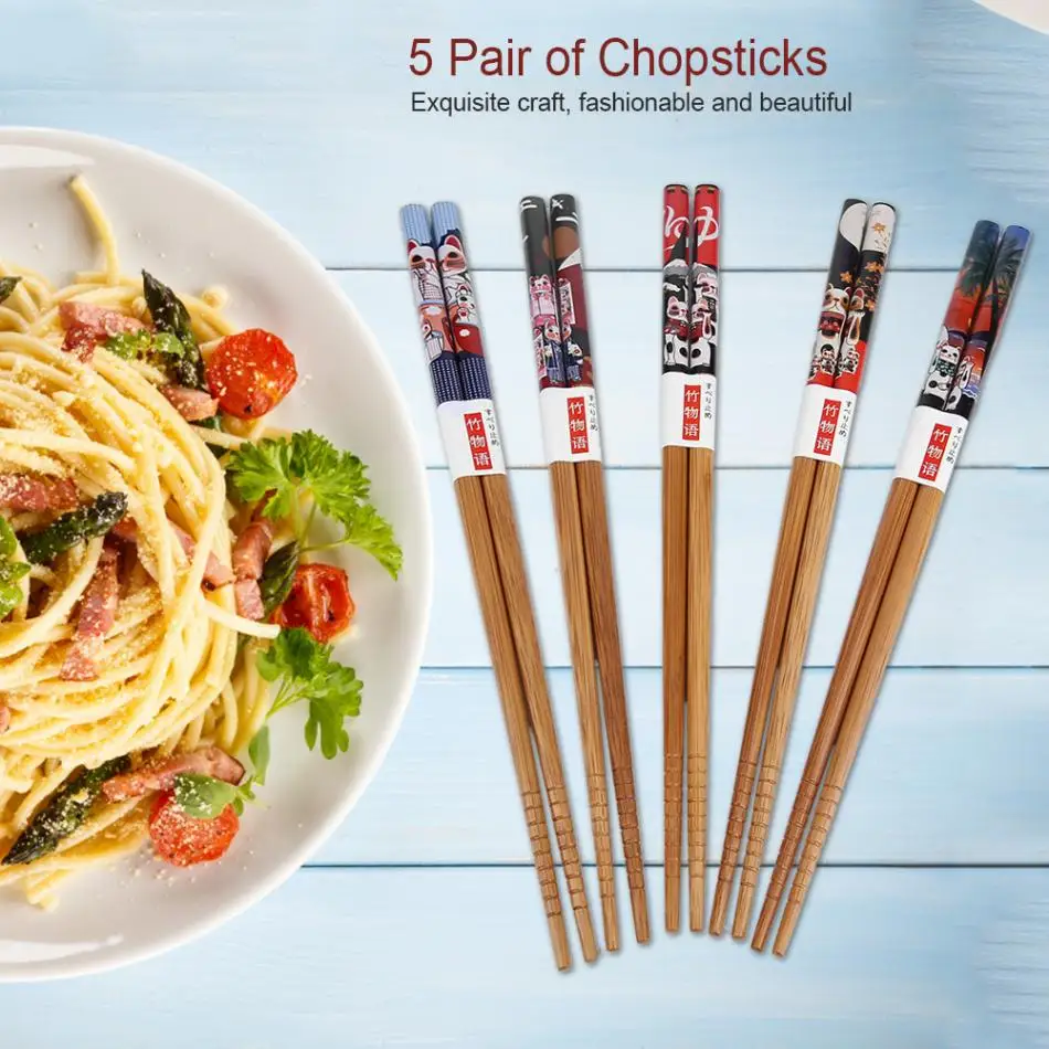5 пар/компл. прочный деревянный многоразовые палочки для еды палочки дозирующая детская ложка для деревянные бамбуковые палочки для еды в ассортименте