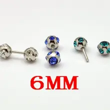 Стальные 6 мм бусины двухсторонние сверлильные серьги-гвоздики титановые гетерохрозы серьги-гвоздики из нержавеющей стали 2190