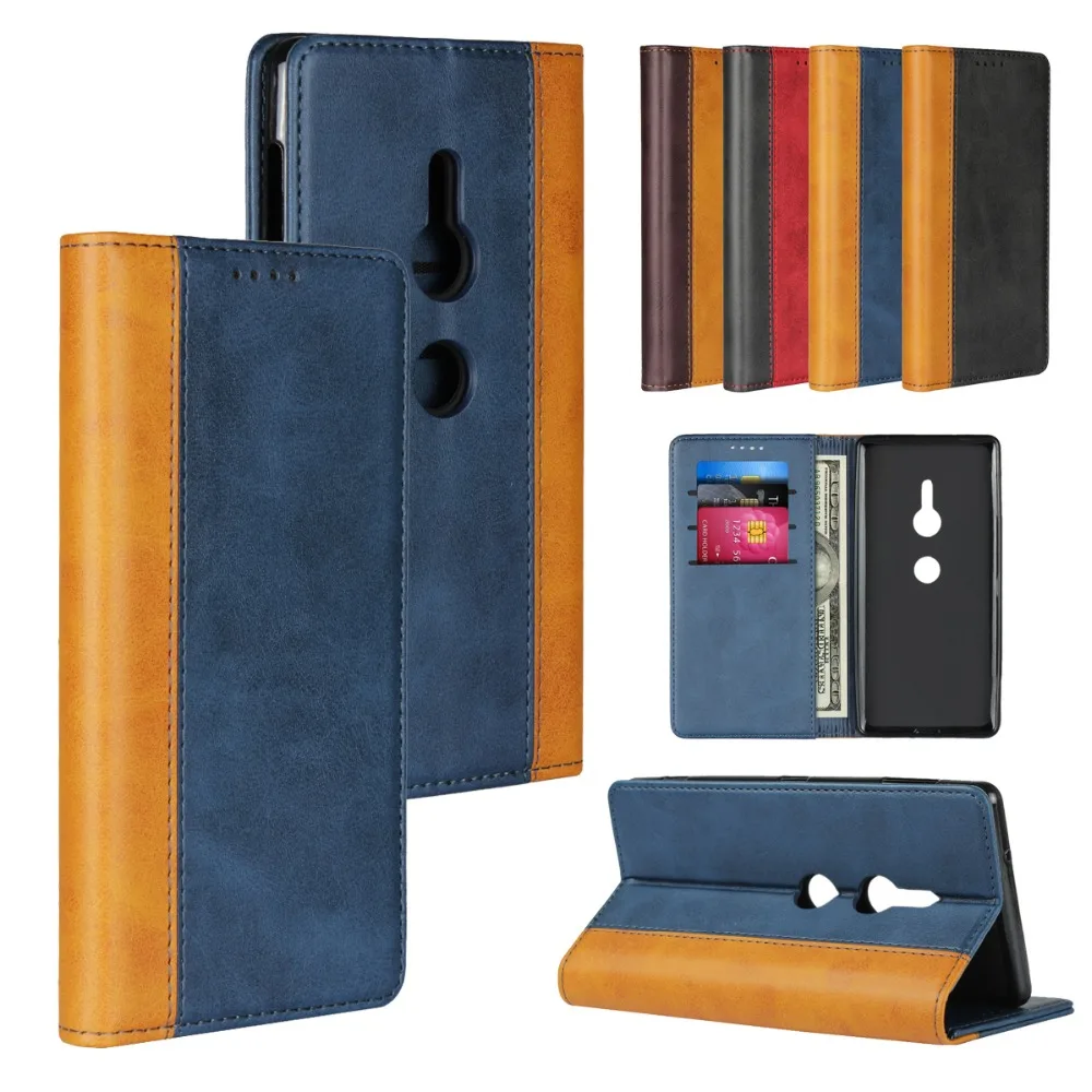 

LUCKBUY For Xperia XZ2 XZ3 Color Matching Leather Luxury Premium Phone Cases for Sony Xperia XZ3 XZ2 Slim Business Wallet Cases