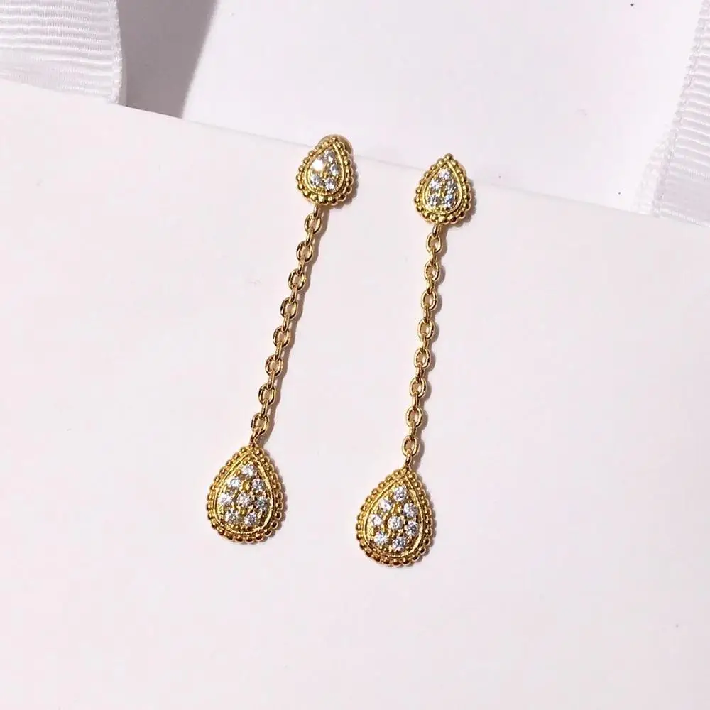 18k gold earring HIBRIDE Luxury AAA Cubic Zircon Women Bangle Earring Sets Water Drop Shape Jewelry Set for Bridal ensemble de bijoux N-1057 - Окраска металла: 18k gold earring