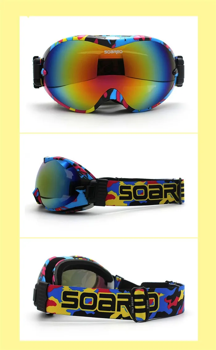 Очки для сноуборда, противотуманные, UV400, для мужчин, женщин, подростков, лыжные Солнцезащитные очки, двухслойные линзы, против царапин