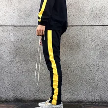 Мужские повседневные спортивные штаны с желтыми полосками, мужские спортивные штаны с желтыми полосками, спортивные штаны для бега в стиле хип-хоп, Брюки с карманами на боковой молнии