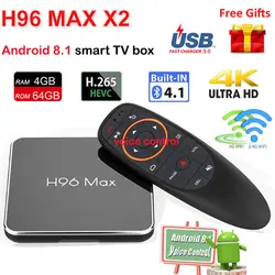 H96 max X2 Android 8,1 ТВ BOX Amlogic S905X2 4 ГБ 64 ГБ + Google Voice Управление 2,4 ГГц и 5,8 ГГц Wi-Fi Bluetooth h96 4 К 3D телеприставке