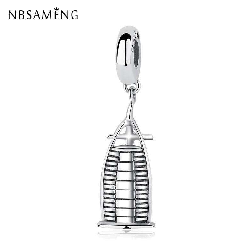 

New Authentic 925 Sterling Silver Charm Bead Travel Dubai Burj Al Arab Dangle Charms Fit Pandora Bracelets Women DIY Jewelry